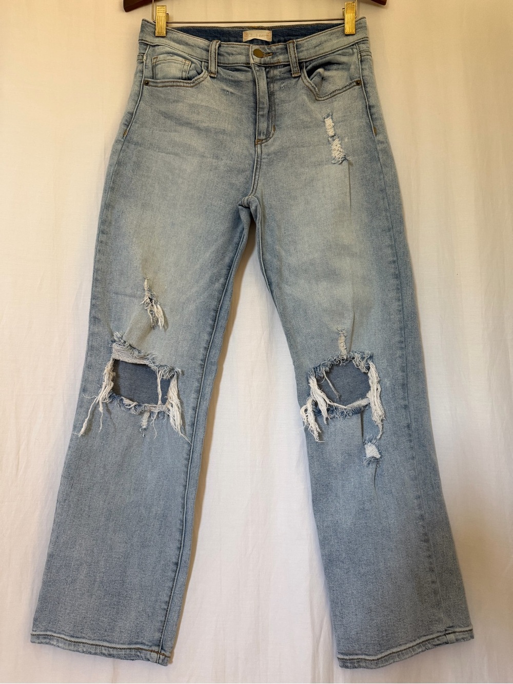 Altar’d State Women’s Distressed Blue Denim Jeans Straight Leg  - Sz 27